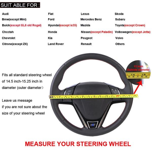 DIY Car Steering Wheel Cover Universal 38cm Braiding Cover For Steering Wheel Breathable And Non-slip Auto Steering Wheel Case