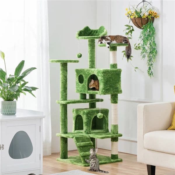 Pet Products Upholstered 6-Level 54" Cat Tree with 2 Condos Furniture & Scratchers Durable