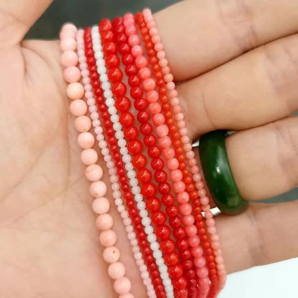 Natural stone beads deep red coral circular charm loose spaced beads used for jewelry making 2mm-12mm choose size Diy bracelet necklace 241108
