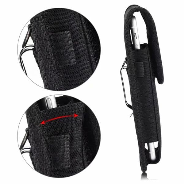 New Man Solid Black Phone Pouch Fanny Pack Belt Clip Without Carabiner Hanging Waist Storage Bag Women Men's Outdoor Phone Bag