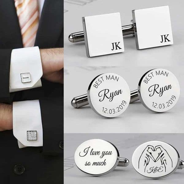 Personalized mens cufflinks stainless steel shirt cufflinks customized wedding gifts mens cufflinks W241109
