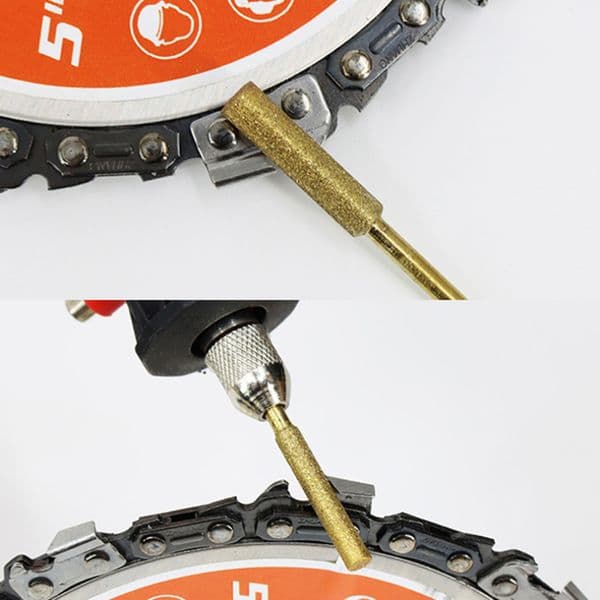 15PC Diamond Chainsaw Sharpener Burr Diamond Coated Cylindrical File 4/4.8/5.5mm Sharpener Grinder Chain Saw Drill Carving Tools