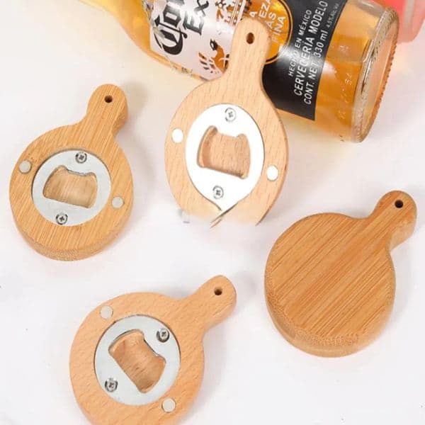Customize Logo Wood Beer Opener with Magnet Wooden and Bamboo Refrigerator Magnet Magnetic Bottle Openers 0409