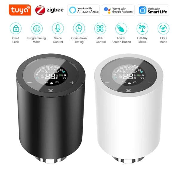 Tuya Smart Radiator Actuator Valve ZigBee TRV Thermostat Automatic Programmable Temperature Voice Control for Alexa Google Home