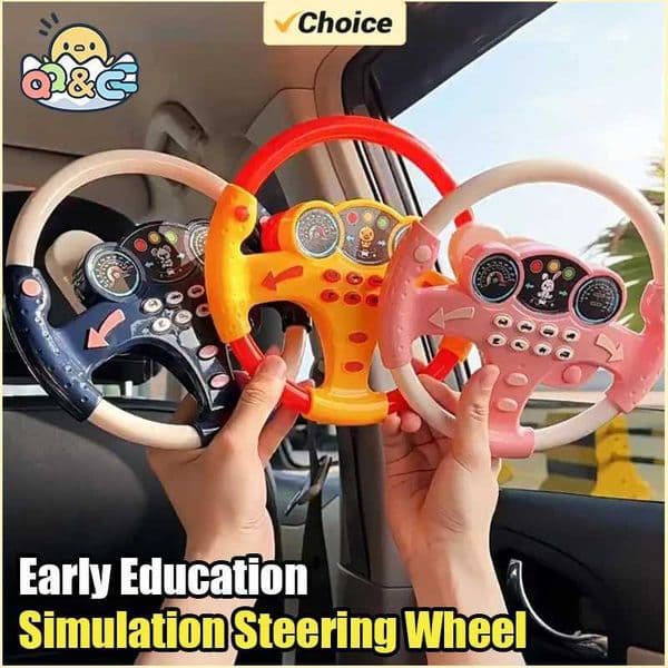 Electric steering wheel childrens simulated driving toy pretend to play driver early childhood education puzzle toy W241109