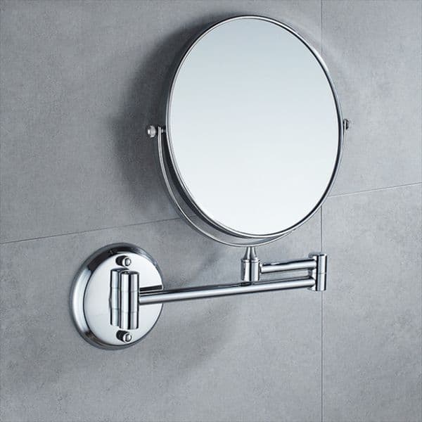 Chrome Round 8" Wall Mirror Vanity Cosmetic Mirror Double-sided 5X Magnifying Mirrors Bathroom Makeup 360 Angle Swivel Mirrors