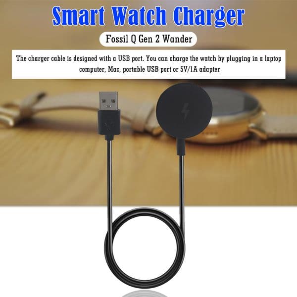 Smart Watch Charger Fast Charging Stand Dock Cable for Fossil Q Gen 1 Gen 2 Founder/Wander/Marshal Gen 3 Explorist/Venture