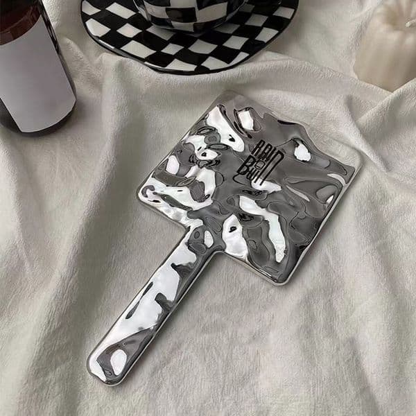 Liquid Shape Square Mirror Mini Hand-held Cosmetic Mirror Makeup Mirror Travel Portable Beauty Mirror