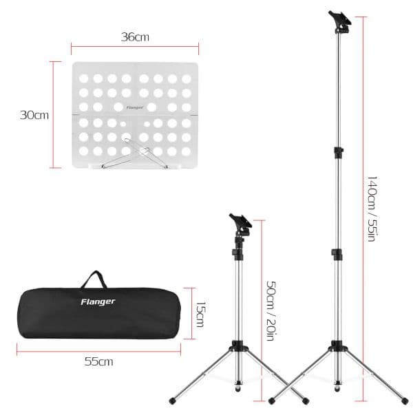 Metal Collapsible Sheet Music Score Tripod Stand Holder Bracket with Water-resistant Carry Bag for Electric Guitar Piano Violin