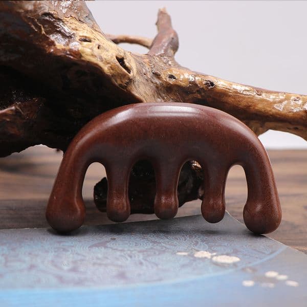 Green Sandalwood Massage Comb Wooden Wide Teeth Hairdressing Comb Head Meridian Massage Tool Anti Static Comb Massage