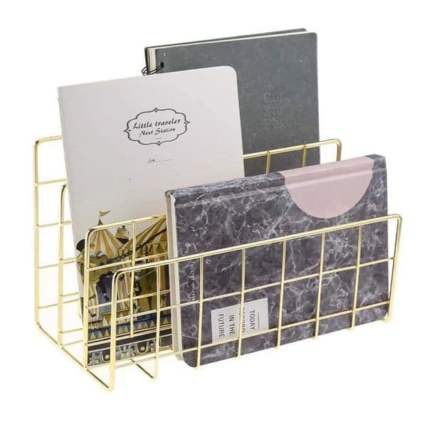 Metal Mesh Desk Organizer Desktop Letter Sorter Mail Tray File Organiser Office Home Bookends Book Holder