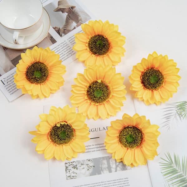 5Pcs Artificial Flowers Yellow Sunflower New Year's Eve Diy Christmas Decorate for Home Accessories Wedding Flowers Wall Garland