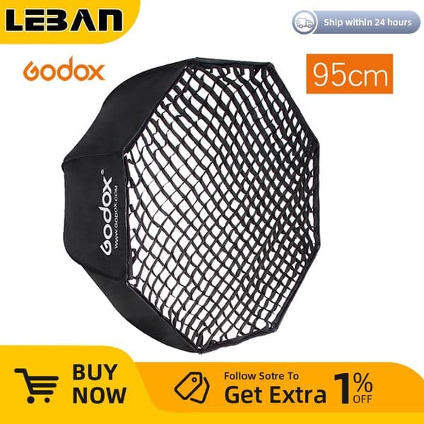 Godox Portable 95cm 37.5" Reflector Umbrella Softbox + Honeycomb Grid for Flash Speedlight