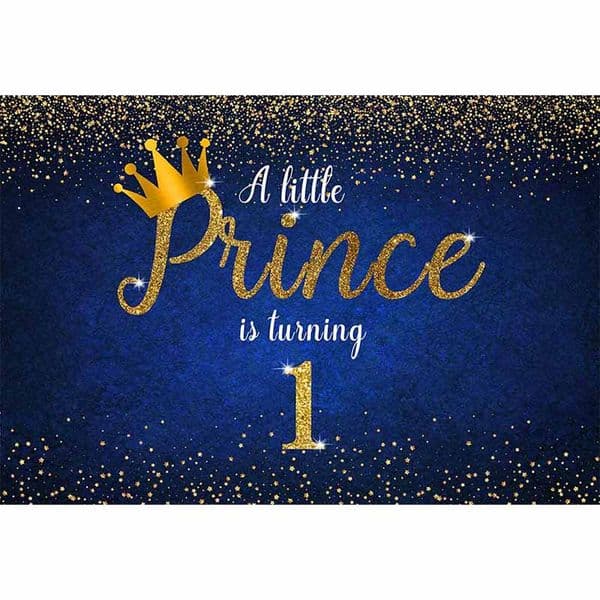 Avezano 1st Birthday Backdrop Little Prince Crown Royal Blue Shiny Boy Photography Background Photo Studio Photocall Decor Props