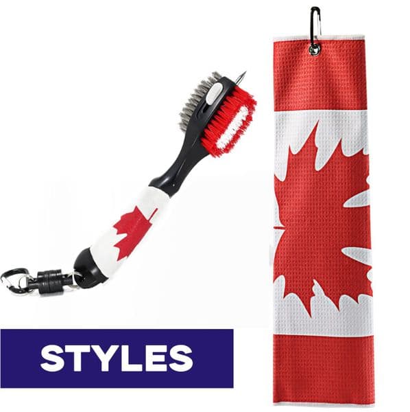 Canada Flag Golf Towel+Golf Club Groove Cleaner Brush Golf Cleaning Kit New Style Golf Cleaning Brush