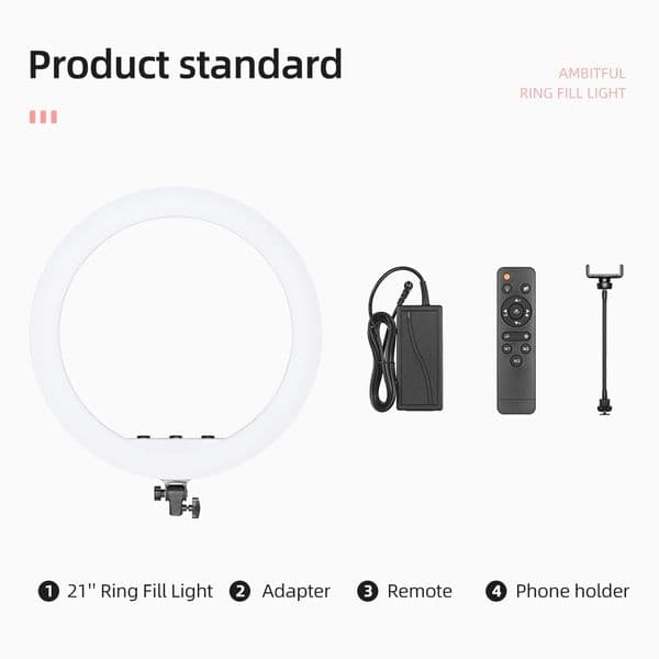 18 Inch 21 Inch 50W LED Ring Light Annular Lamp Bi-color Ring Lamps + Remote Control for Video YouTube Ringlight Makeup Light