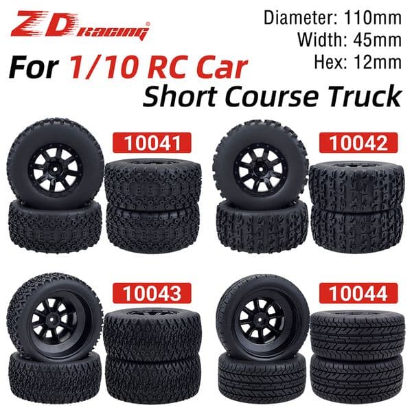 ZD Racing RC Wheels and Tires 1/10 Scale 12mm Hex Short-course Truck For Redcat Traxxas Slash