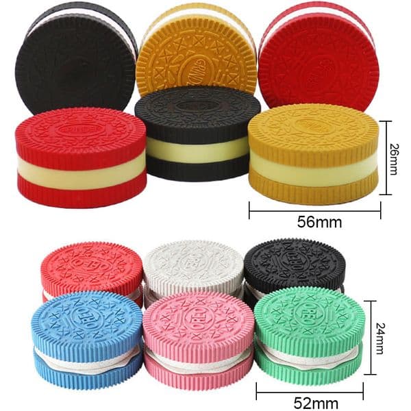 Oreo Plastic Smoking Herb 2-Layer Biodegradable Flat Toothed Sand Biscuit Shape Tobacco Crusher Spice Shredder Hand Grinders Device