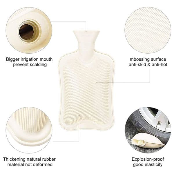 2000ml Cute Winter Rubber Hot Water Bottle Bag Hand Warmer with Knitted Cover for Kids Adults Christmas New Year Birthday Gift