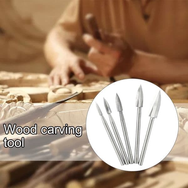 5PC Wood Carving Drill HSS Engraving Bit Set For Woodworking Carbide Grinding Tool Carbide Root Milling Grinder Burr Carve Tool