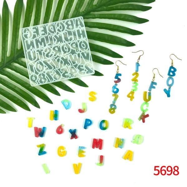 Alphabet Keychain Epoxy Resin Mold Letter Number Earrings Pendant Silicone Mould Drop Shipping