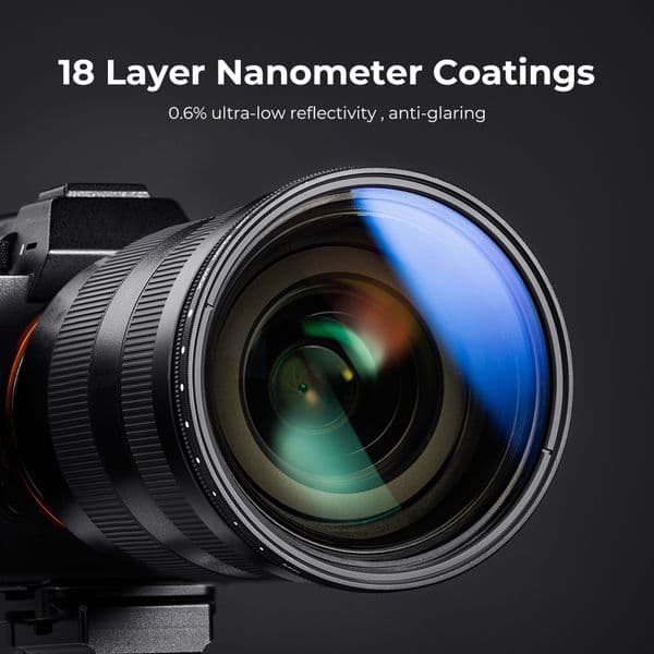 K&F CONCEPT Multi Coated ND2-400 ND Filter Adjustable Fader Variable Camera Lens Filter 37/40.5/43/46/49/52/55/62/67/72/77/82mm