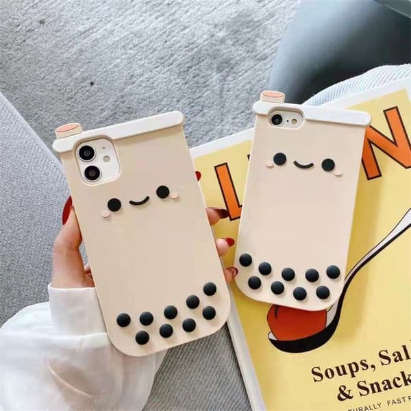 Milk Tea Cup Silicone Case for IPhone 13 14 15 Pro Max 12 11 13Mini XS XR X 2025 7 8 Plus SE 2020 I Phone Bubble Fidget Push It Cover