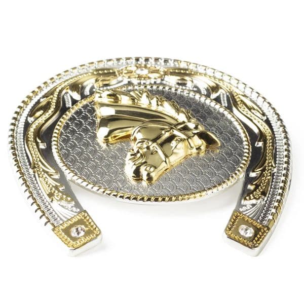 Golden Horse Head Belt Buckle Equestrian Athlete Clothing Accessories