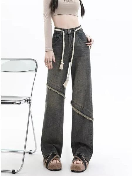 Vintage Harajuku Jean Clothes For Teenagers Y2k Womens Slacks Fashion Aesthetic Clothing Autumn Products Baggy Pants Z260313