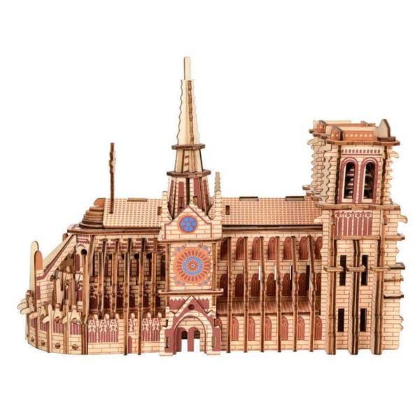 DIY 3D wooden puzzle Notre Dame Cathedral dimensional model learning and educational game childrens architectural decoration toy W241109