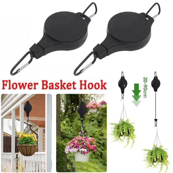 Retractable Plant Pulley Adjustable Hanging Flower Basket Multipurpose Flower Pot Hook Telescopic Lifting Hooks for Garden Tools