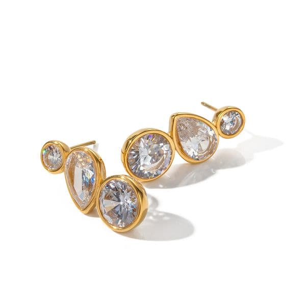 Minimalist Designer Earrings for Women Set with AAA Zircon Stainless Steel 18K Gold Non Fading Anti Allergic Jewelry Factory Wholesale