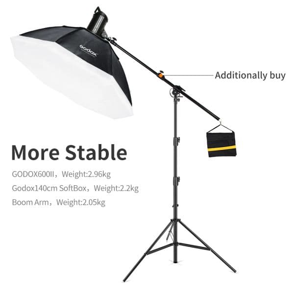 AMBITFUL 280cm Air Cushioned Light Stand 1/4" and 3/8" Screw Air Pressure Light Stand Supportable Middle for Studio Flash