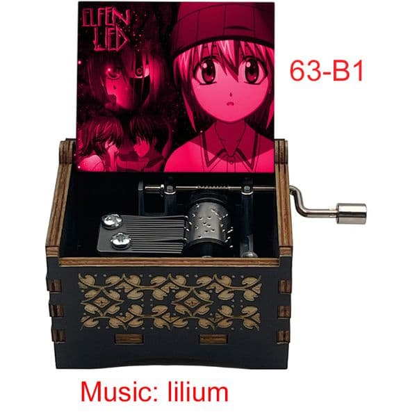 Hot Sale Black Wooden Elfen Lied Music Box 18 Notes Lilium Musical Theme Handed Kids Friend Birthday Christmas Lovely Anime Gift