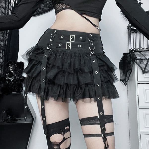 Gothic Mini Skirt 2025 New Halloween Goth Aesthetic 90s Y2K Party Club Harajuku Streetwear Women's Skirt Black High Waist Skirts