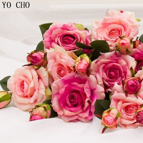 Real Touch Rose artifici flower Latex Coated real Silk Flower bouquet bridesmaid decor flower wedding home Artificial Flowers