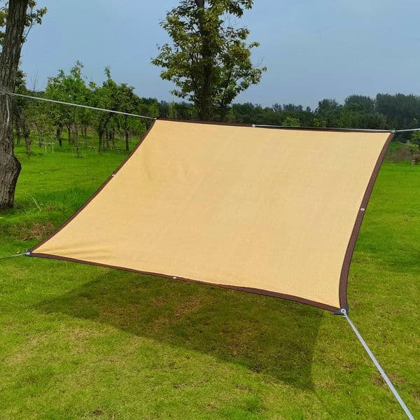 Beige HDPE Sunshade Net Outdoor Awning Courtyard Pergola Sun Shelter Swimming Pool Shading Sail Anti-UV Car Sun Canopy