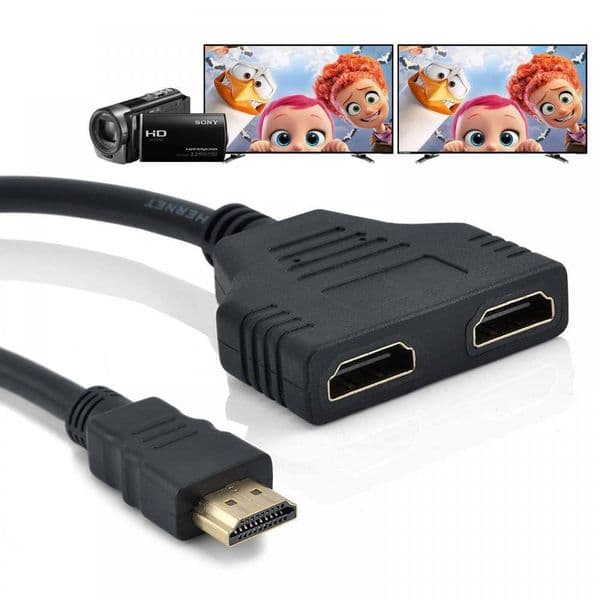 1PC HD-MI Compatible 2 Dual Port Y Splitter HD 1080P V1.4 Male To Double Female Adapter Cable 1 In 2 Out Converter Connect Cable