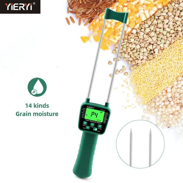 Digital 14 Kinds Grain Moisture Meter Cereal Hygrometer Voice Alarm Smart Metal Sensor Humidity Tester for Corn Rice Wheat Bean