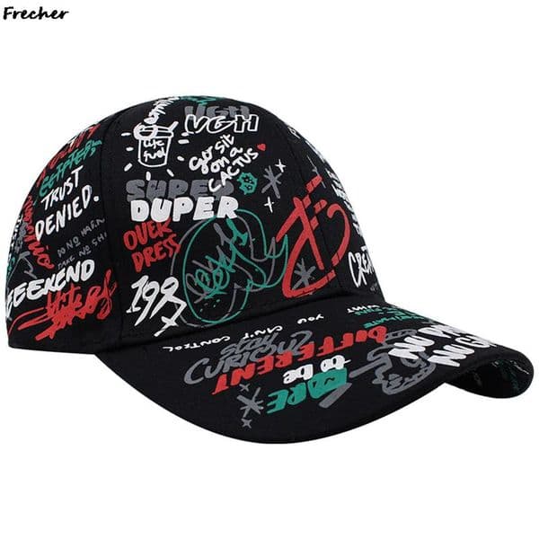 Graffiti Colorful Hip Hop Caps Unisex Versatile Baseball Cap Sunscreen Visors Hat Korean Style Rock Snapback Hats Trucker Hat