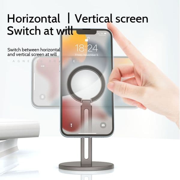 Magnetic magsafe mobile phone bracket iPhone1234 15 zinc alloy is a flat desktop 360-degree standing base