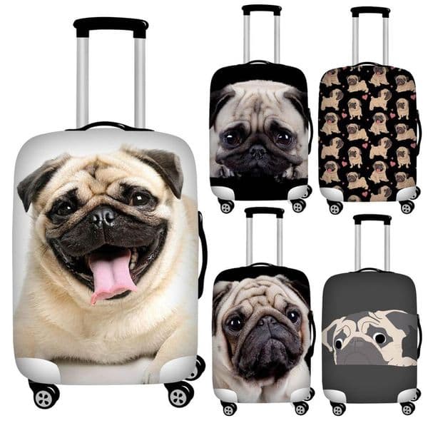3d Puppy Pug Dog Print Luggage Protective Dust Cover Waterproof 18-32inch Suitcase Cover Baggage Rain Cover Stretchable