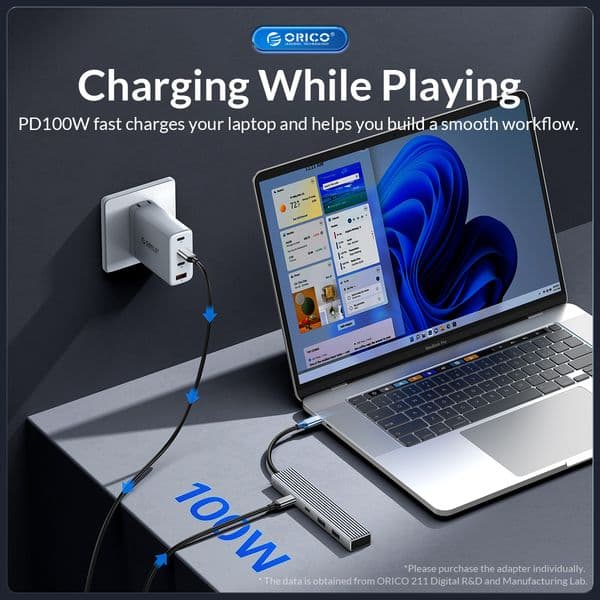 ORICO Type C USB 3.2 10GBPS Hub 4 Ports Compatible With PD100W SD TF Splitter OTG Adapter Suitable For PC Computer Accessories