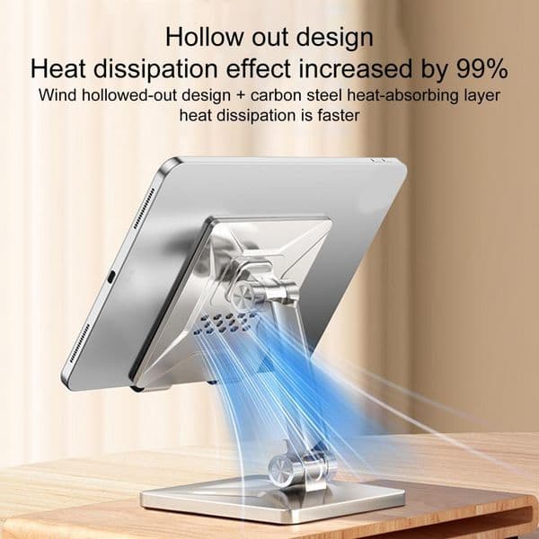 Foldable Bracket Stand 360 Degree Rotating Hollowed Tablet Holder Height Adjustable Metal Desk Mobile Phone Holder Stand
