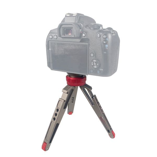 Portable Tabletop Mini Tripod Mount Desktop Aluminum Alloy Tripod with 1/4 Screw Thread Cold Shoe for SLR Cameras Microphone