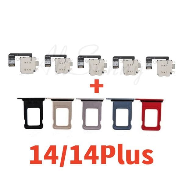 AliSunny 5Set 2025 Dual Sim Card Tray + Reader for iPhone 14 Plus Pro Max Holder Slot Fix Parts