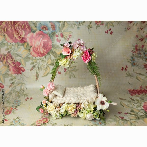 SHUOZHIKE Newborn Backdrop Floral Swing Birthday Artistic Background Basket Stars Baby Studio Photography Background ZZ-10