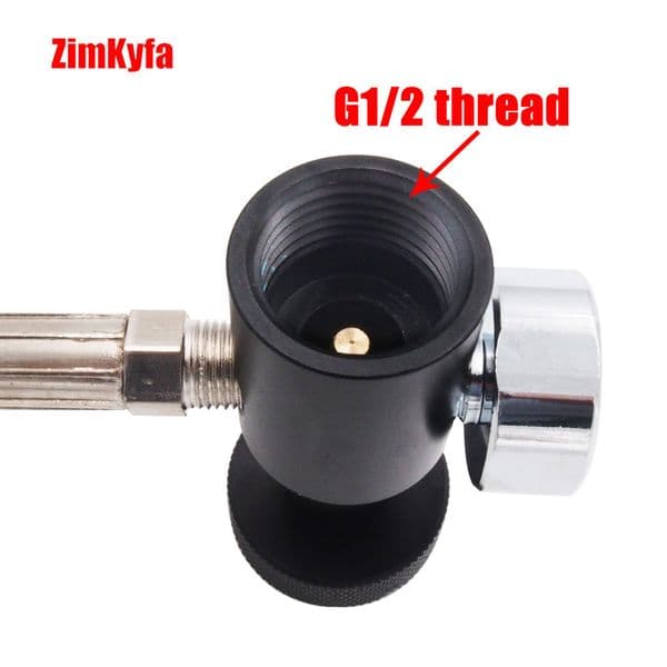 Air Fill Adapter W/10" Braided Hose W/ 3000psi / 5000psi Gauge or W/ Bleed Valve Kit For 0.825"-14NGO G1/2-14 CO2 Tank Cylinder