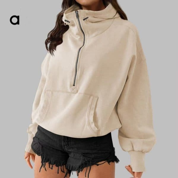 Hot selling new American yoga outfit hooded women's outdoor sports zipper sweater drawstring long sleeved top jacket autumn
