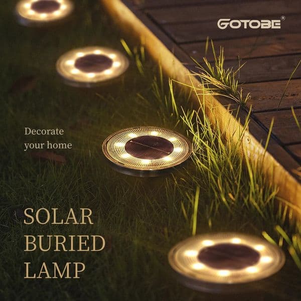 IP68 Waterproof LED Outdoor Solar Power Ground Light Lighting Control Path Deck Lights Yard Driveway Lawn Garden Decoration Lamp 240408